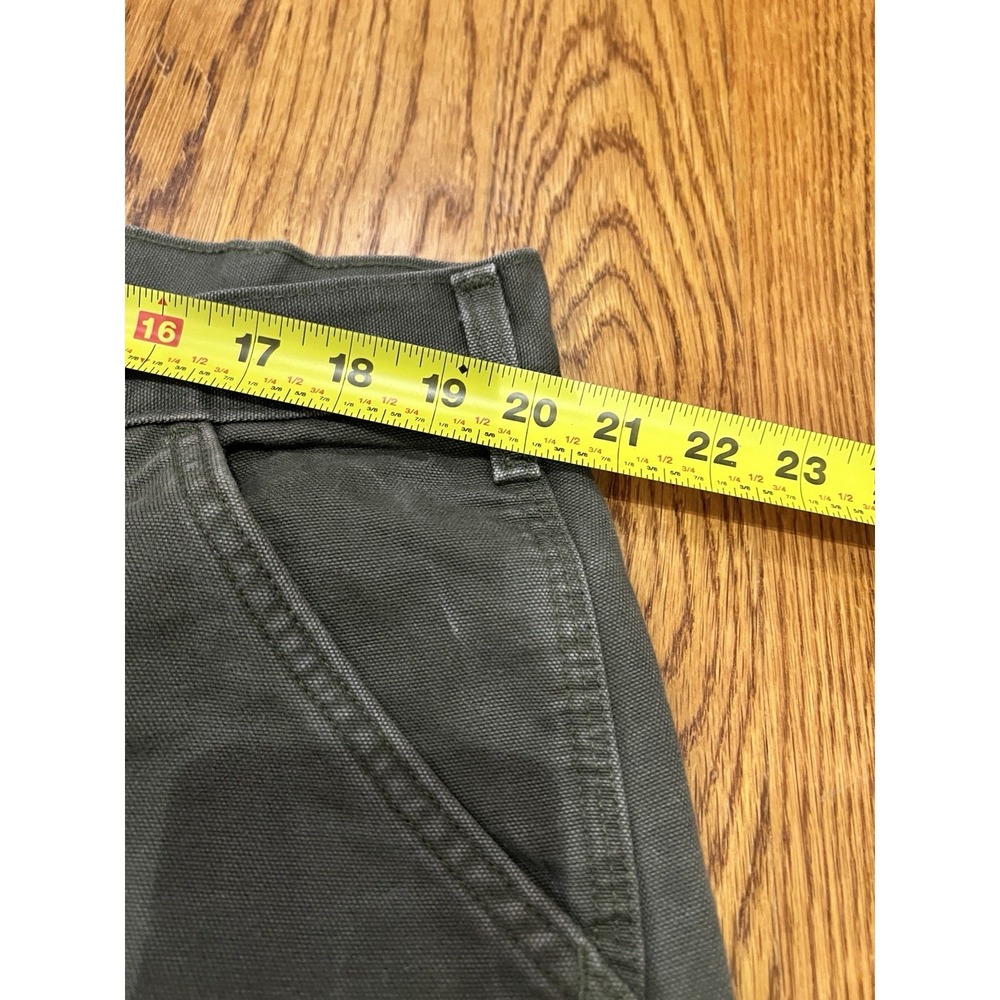 Carhartt B111 Mens Moss Green Flannel Lined Loose Fit Carpenter Pants Size 40x29 - Picture 4 of 12